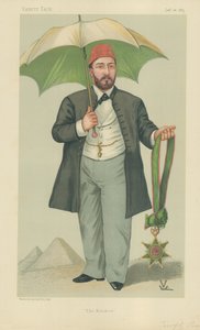 HH Mehemed Tewfik Pasha, Jedive de Egipto, El Jedive, 20 de enero de 1883, caricatura de Vanity Fair de Francois Verheyden