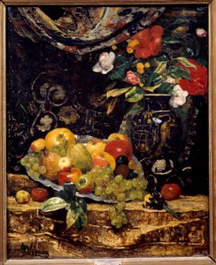 Flores y frutas. Pintura de François Vernay (1821-1896) de Francois Vernay
