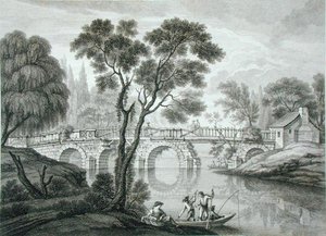 Diseño para un puente ruinoso para el jardín en Syon House, publicado en 1778 (grabado) de Francois Vivarez