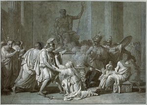 Cléombrote y Léonidas, c.1795 (pluma y tinta con gouache sobre papel) de Francois Xavier Fabre