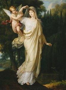 Retrato Póstumo de la Marquesa Fanny Grimaldi, nacida Baronesa von Burkenwald, Princesa de Santa Cruce, Marquesa de Mónaco y de Génova a Punto de Unirse a su Primer Marido, el Marqués Giovanni Battista Grimaldi en su Tumba, 1804