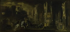 Fantasía arquitectónica con la conversión de Saulo (San Pablo) de Francois de Nome