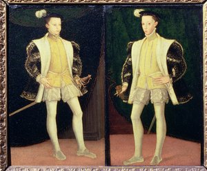 De izquierda a derecha Francisco II (1544-60) y Carlos IX (1550-74) de Francia de Francois workshop of Clouet