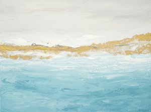 Paisaje marino abstracto en azul y dorado de Françoise Wattré