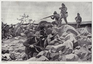 Bóers sorprendidos en una colina en Belmont por los Guardias Granaderos de Frank (after) Dadd