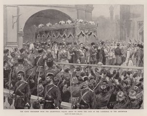La Procesión del Zar desde la Granovitaya Palata a punto de entrar en la Puerta de la Catedral de la Asunción de Frank (after) Dadd