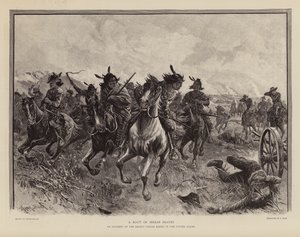 Huelga de valientes durante un levantamiento de nativos americanos (grabado) de Frank (after) Feller