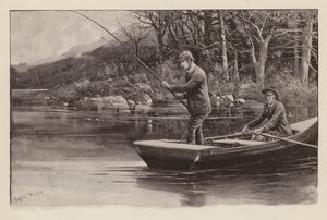 La pesca del salmón (grabado) de Frank (after) Feller