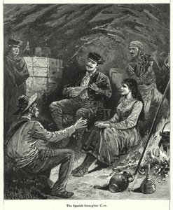 La Cueva de los Contrabandistas Españoles (grabado) de Frank (after) Feller