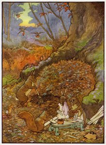 Ilustración para Babes in the Wood (litografía en color) de Frank Adams