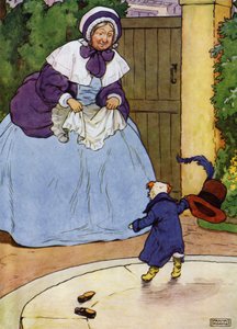 Ilustración para Vieja Madre Hubbard (litografía en color) de Frank Adams