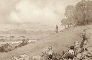 Ilustración para The Scholar-Gipsy de Matthew Arnold (litografia en color) de Frank Adams