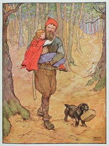 El leñador lleva a Caperucita Roja a casa, ilustración de 