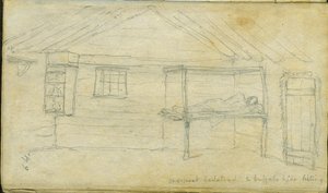 Cama de un poste y listado de piel de búfalo, 1851 de Frank Blackwell Mayer