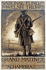Póster publicitario de un evento de recaudación de fondos para el Fondo Nacional para las Tropas Galesas, 1 de marzo, 1915 de Frank Brangwyn