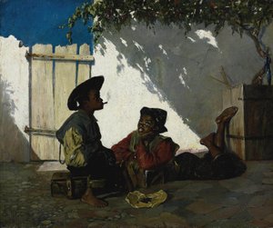 Italiano:  Dolce far niente Dulce no hacer nada de Frank Buchser