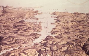 Vista panorámica de los lados norte y sur del puerto y puerto de Sebastopol, diseñado y litografiado por Thomas Packer, publicado por Stannard y Dixon, 1855