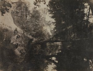 Paisaje con Figura Sentada en la Orilla del Arroyo, c. 1856 de Frank Chauvassaignes
