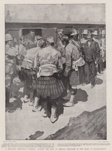 El Funeral de un Jefe de las Tierras Altas, colocando el Cuerpo del General Wauchope en el Tren en Magersfontein