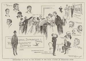 Distribución de premios a los estudiantes de la Real Academia en Burlington House de Frank Craig