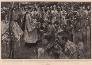 En la víspera de la batalla, la celebración de la Santa Comunión en el Veldt