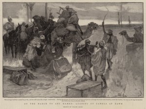 En la marcha hacia Abu Hamed, cargando camellos al amanecer de Frank Craig
