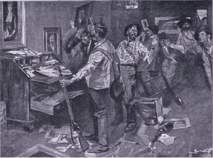 Respetado incluso por enemigos: un incidente de una incursión bóer en Natal (ilustración de After Pretoria: The Guerilla War, 1902) de Frank Craig