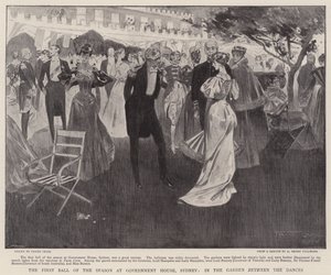 El Primer Baile de la Temporada en la Casa de Gobierno, Sídney, en el Jardín entre los Bailes de Frank Craig