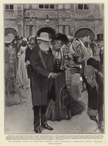 La fiesta en el jardín en Hatfield House, Lord Salisbury recibiendo a príncipes indios de Frank Craig