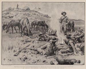 Una hora de descanso, patrullando con el caballo de Brabant de Frank Dadd