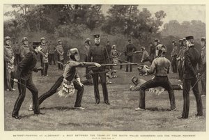 Lucha con bayoneta en Aldershot, un combate entre los equipos de los South Wales Borderers y el Welsh Regiment de Frank Dadd