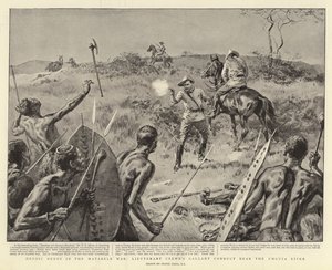 Hazañas heroicas en la Guerra de Matabele, la valiente conducta del teniente Crewe cerca del río Umguza de Frank Dadd