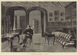Lord Beaconsfield en su biblioteca en Hughenden