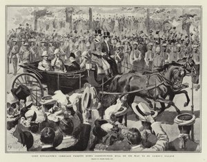 El carruaje de Lord Kitchener pasando por Constitution Hill en su camino al Palacio de St James