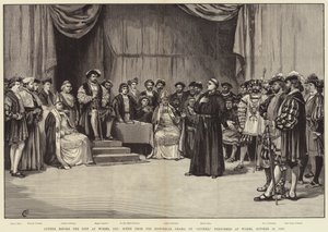 Lutero ante la Dieta de Worms, 1521, Escena del Drama Histórico de Lutero, representado en Worms, 30 de octubre de 1883