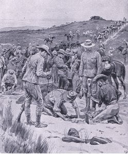 Buscando agua, de Después de Pretoria: La Guerra de Guerrillas publicado por Harmsworth Bros Limited, 1901 de Frank Dadd