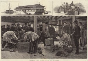 Bocetos en China, a bordo de un barco de opio en Shanghái