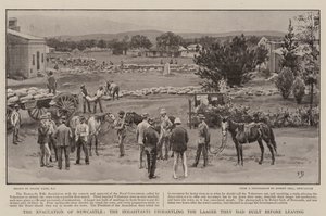 La evacuación de Newcastle, los habitantes desmantelando el campamento que habían construido antes de irse