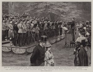 La sede de la música militar británica, la banda de Kneller Hall actuando en Whitton Park