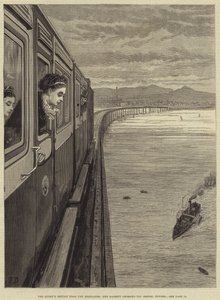 El regreso de la reina de las tierras altas, su majestad cruzando el puente Tay, Dundee de Frank Dadd