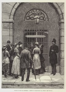 Esperando ver a los prisioneros, un boceto en la cárcel de Kilmainham, Dublín