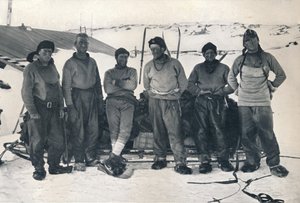 El grupo del teniente Campbell en su regreso a Cape Evans, 7 de noviembre de 1912 de Frank Debenham