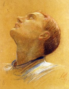 Estudio de una cabeza volteada de Frank Dicksee