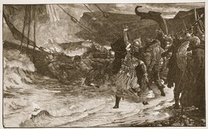 El funeral de un vikingo, ilustración de 