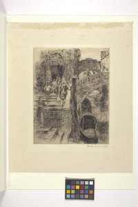 Puente de los Suspiros, Venecia (Lámina 1) (tinta) de Frank Duveneck