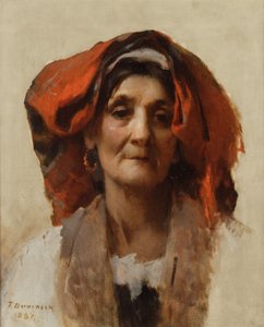 Cabeza de una mujer italiana, 1887 de Frank Duveneck