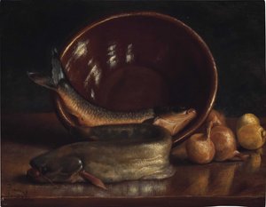 Bodegón con peces de Frank Duveneck