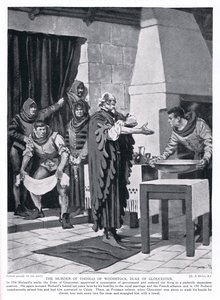 El asesinato de Thomas Woodstock, Duque de Gloucester AD1336, años 1920 de Frank Gillett