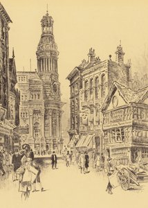 Manchester, The Royal Exchange y Old Market Place (litografía)