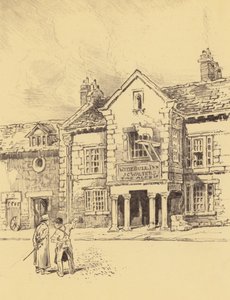 Ribchester, una antigua posada (litografía) de Frank Greenwood